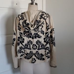 Johnny Was Biya Embroidered Crop Knit Cardigan